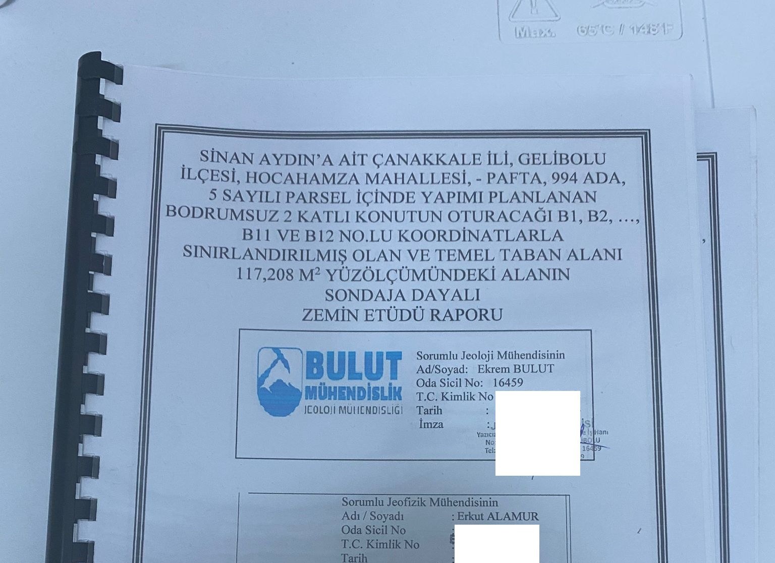 Sondaja dayalı zemin etüdü raporu — kapak